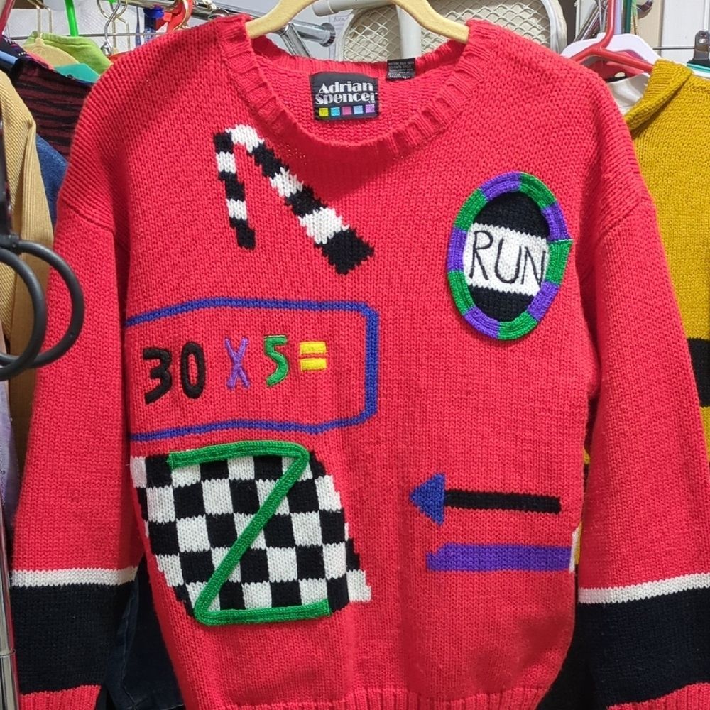 Adrian Spencer Colorful Graphic Sweater size large inv311